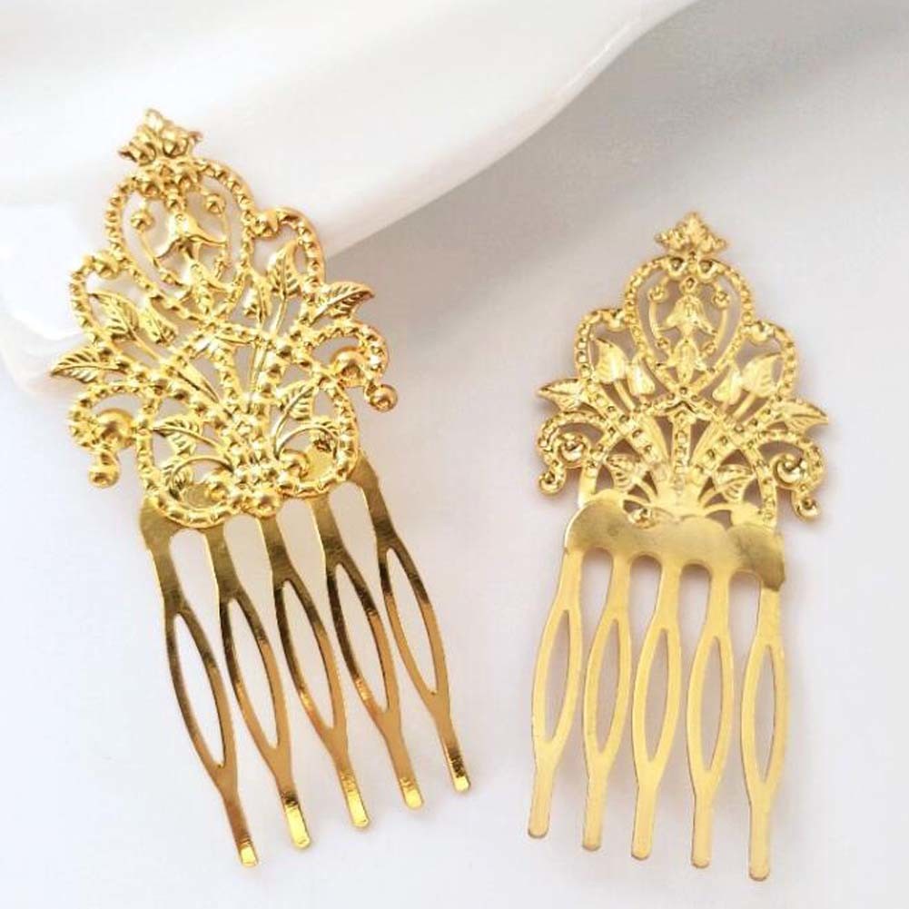3 Pcs Gold Tone Metal Side Comb Dunhuang Hair Ornaments Hairpin Decorative Bridal Hair pieces Hair Pin