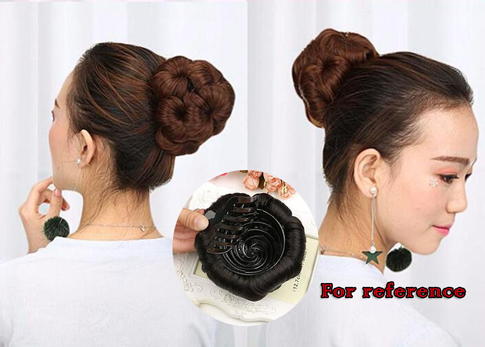 Womens Hair Chignon Curly Disk Updo Hairpieces Hair Bun Extensions Claw, Brown