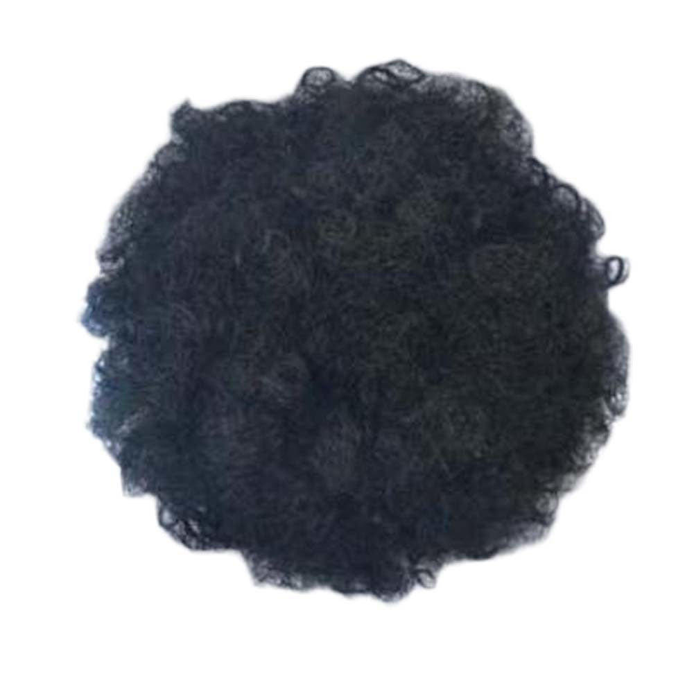 Afro Puff Drawstring Hair Bun Extension Short Synthetic Ponytail Clip On Kinky Drawstring Curly Hair Piece,Black