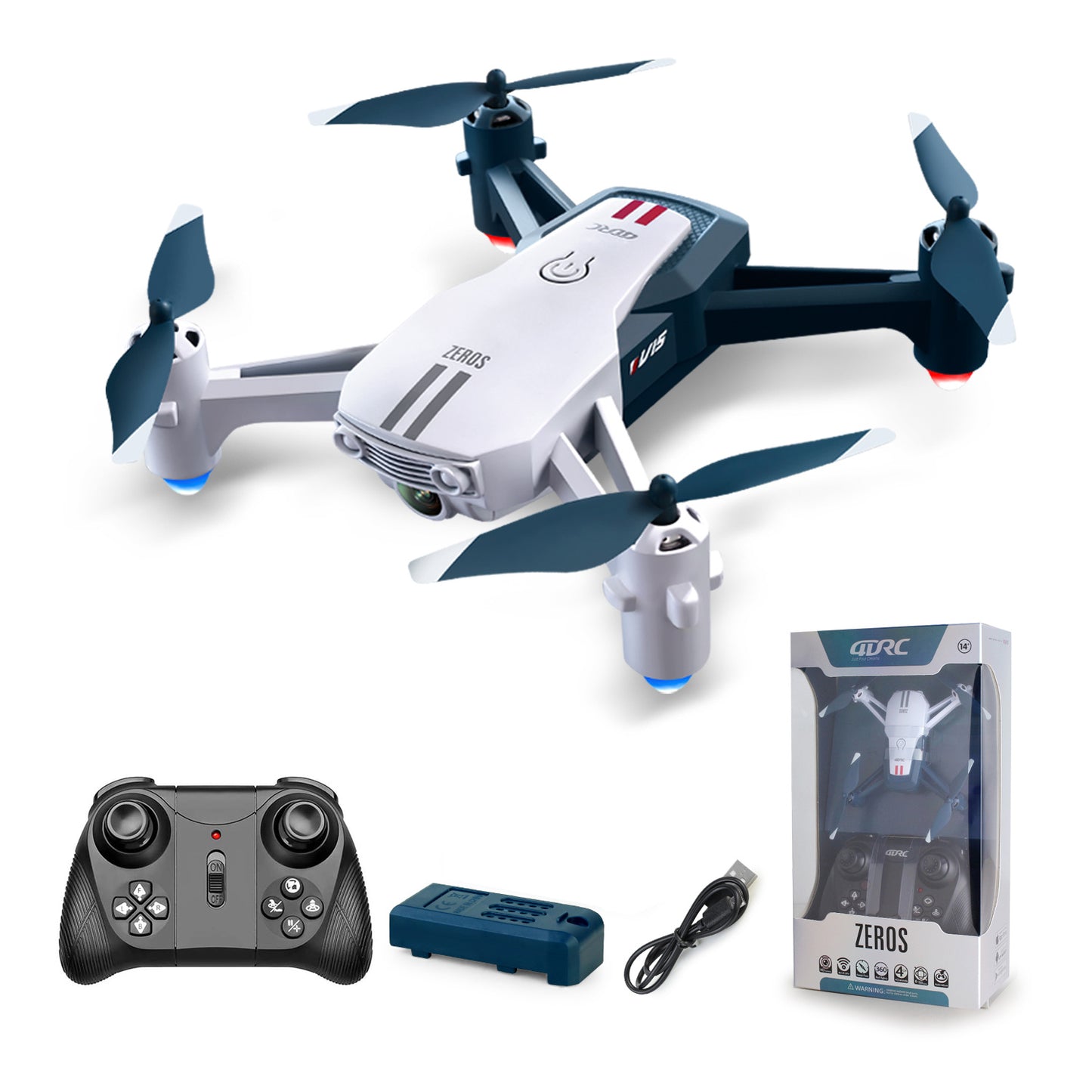 4DRC V15 Remote Control Drone; Quadcopter With Lights; Remote Control Flying Toys; Christmas Gifts For Children