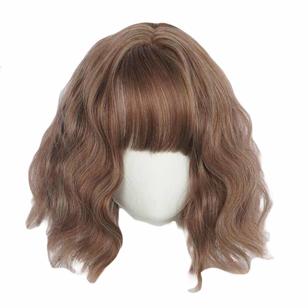 30 cm Brown Bob Short Curly Wave Synthetic Hair Wig Cosplay Wig Costume Full Wig Halloween Dress Up