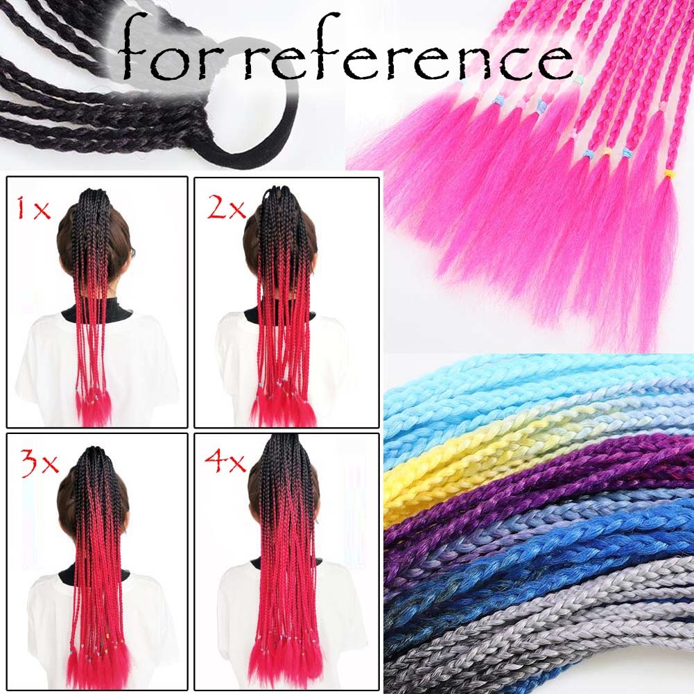 Braid Ponytail Wig Hair Extensions Pigtail Braid Nightclub Party Gradient Color Braid Hair Ring Hairpieces,Black Pink Purple