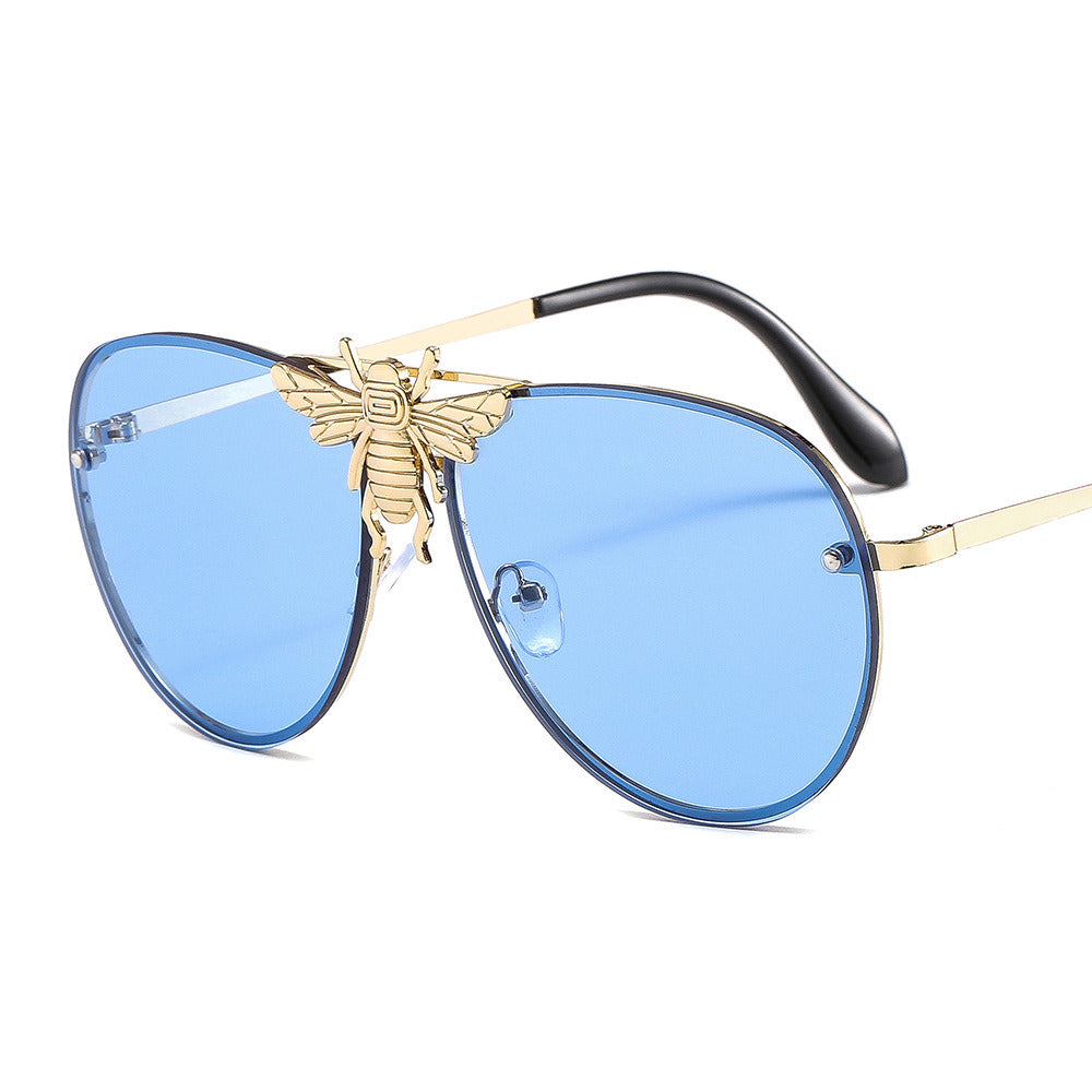 Fashion Pilot Sunglasses Women Large Frame Glasses Retro Bee Sunglass Men Luxury Brand Design Eyewear UV400 Sun Glass Shades