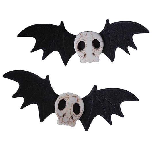 1 Pair Handmade Black Bat Wings Skull Hair Clips Halloween Gothic Hair Clips Hair Accessories