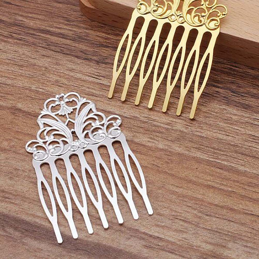 5 Pcs Silver Metal Side Comb Chinese Style Hairpin Topknot Hair Clip Bridal Hair Accessories Hair Pin