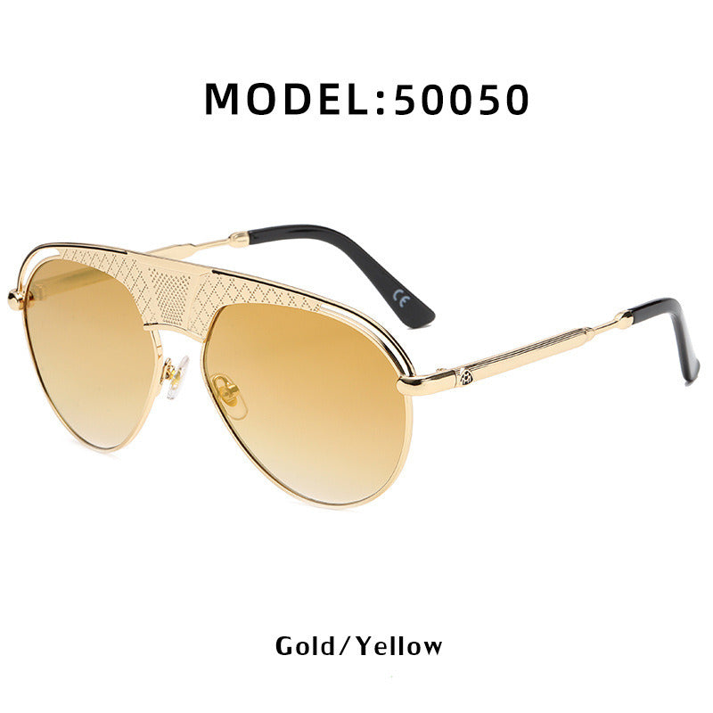 Fashion Pilot Sunglasses Men Steampunk Glasses Retro Driving Sunglass Luxury Designer Eyewear UV400 Sun Glass Gradient Shades