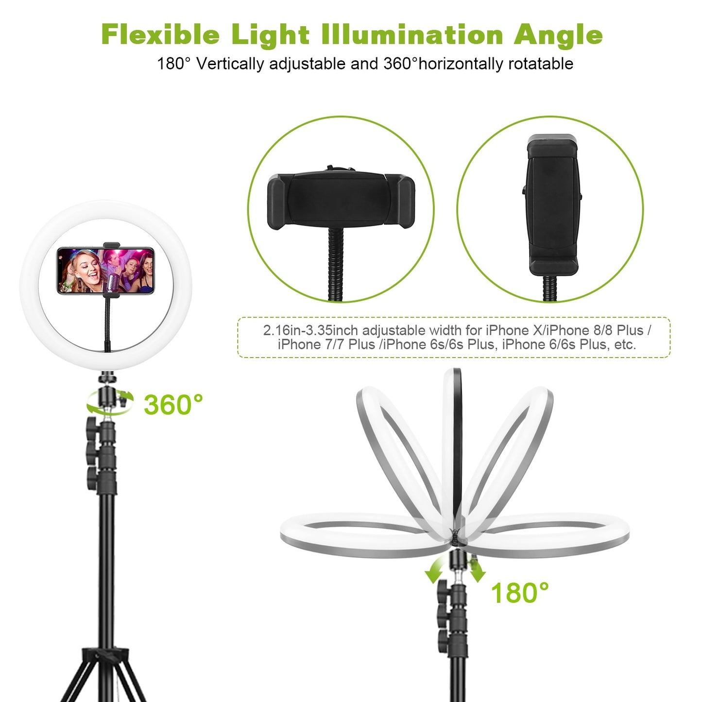 10in LED Selfie Ring Light Dimmable 120 LEDs Makeup Ring Lights w/ Adjustable Tripod Stand Cell Phone Holder USB Powered For YouTube Video/Live Stream/Makeup/Photography