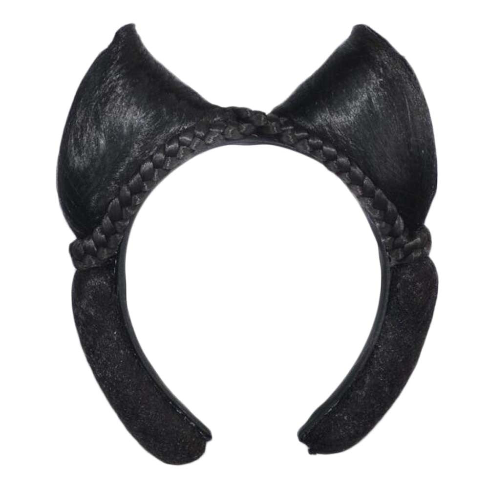 Women Wig Han Chinese Clothing Updo Headband Fox Ears Hair Bun Chinese Traditional Costume Accessory Black Hairpiece