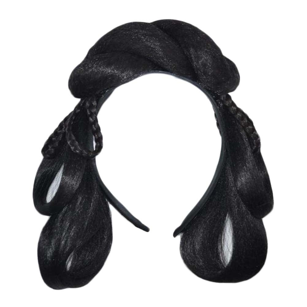 Accesorio de disfraz tradicional chino, peluca para mujer, ropa china Han, diadema Updo, moño de pelo negro