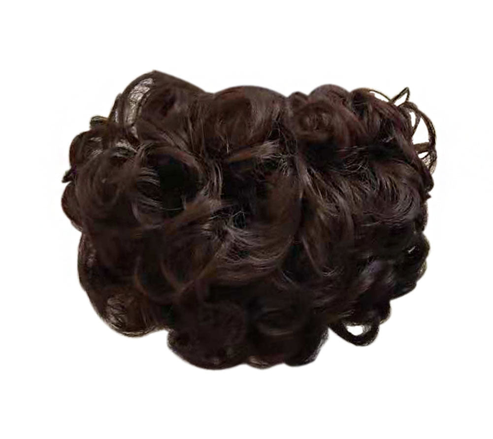 Messy Curly Dish Hair Bun Extension hair Combs Clip Chignon Ponytail Hairpieces, Brown