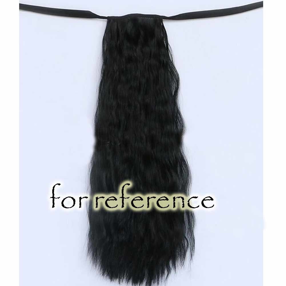 Black 50 cm Long Curly Hair Wig Synthetic Hair Wig Hair Extension Ponytail Halloween Dress Up Cosplay