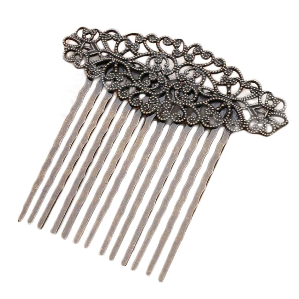 3 Pcs Retro Bronze Metal Side Comb Carved Flower Vines Hairpin Topknot Hair Clip DIY Bridal Hair Accessories Hair Pin