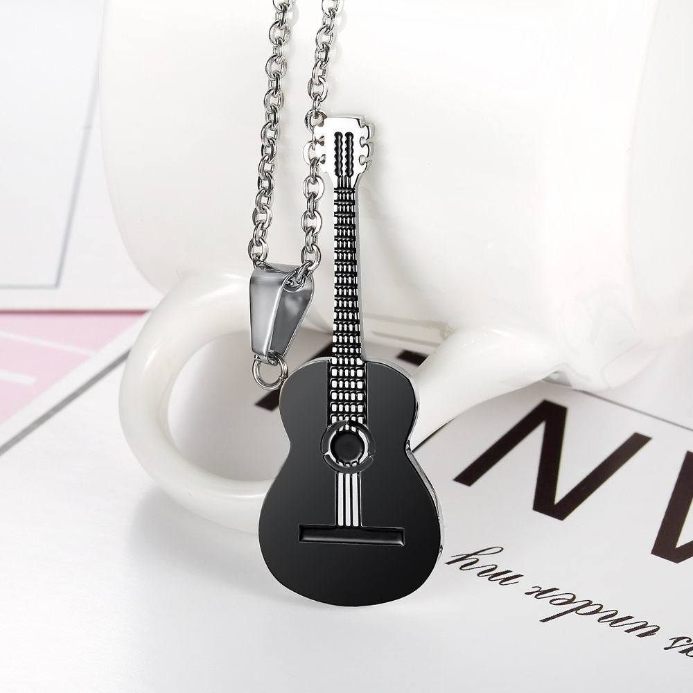 Music Guitar Pendant Men's and Women's Titanium Steel Necklace