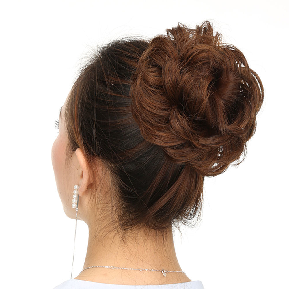Messy Hair Bun Donut Hairpieces Updo Elastic Chignon Extension for Womens, Brown