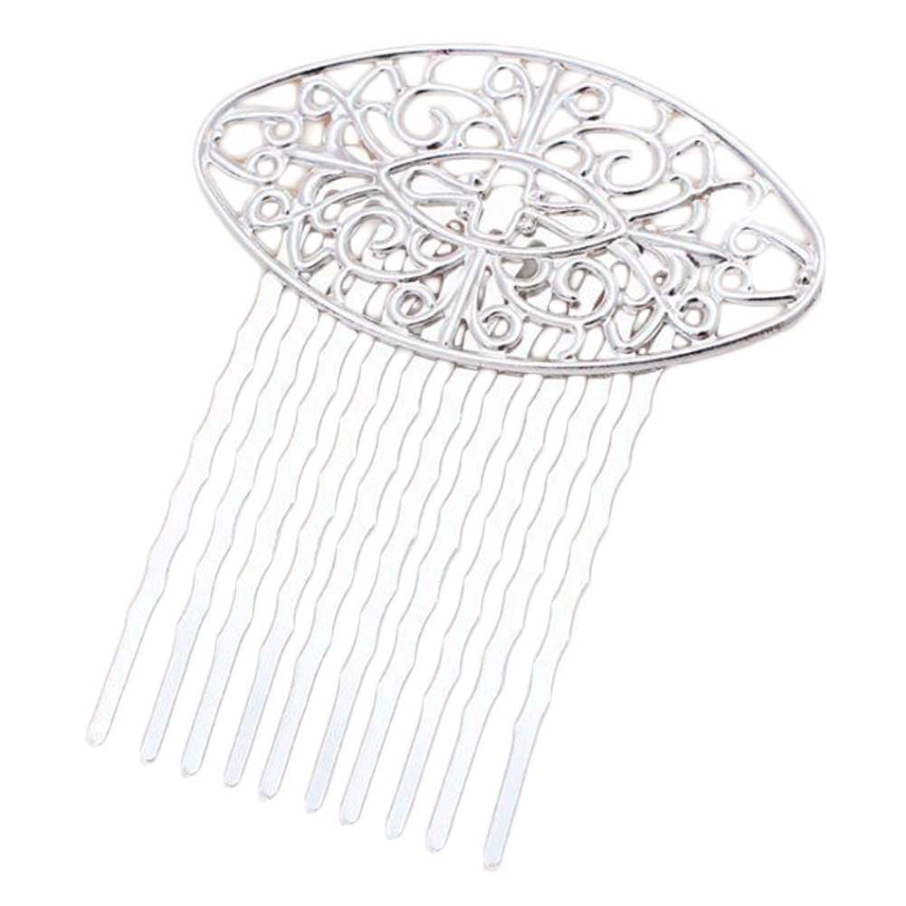 3 Pcs Silver Tone 10 Teeth Side Comb Hair Clip Comb Flower Vine Cirrus Metal Hairpin Decorative Comb Hair Pin
