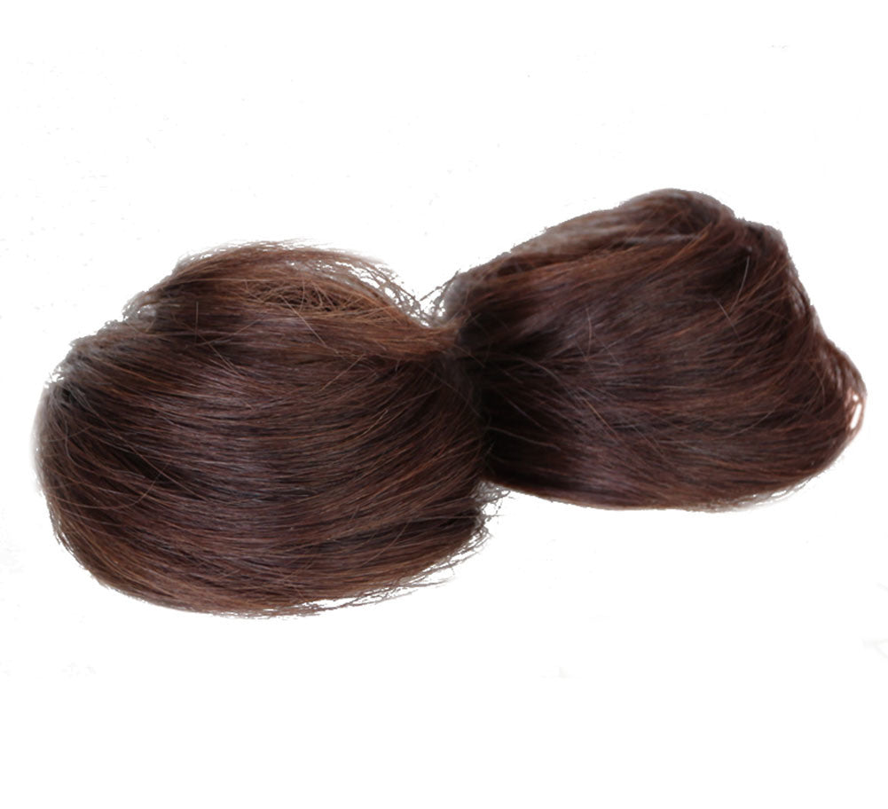 1 Pair Straight Hair Double Ponytail Hairpieces Hair Thick Scratch Extensions, Brown