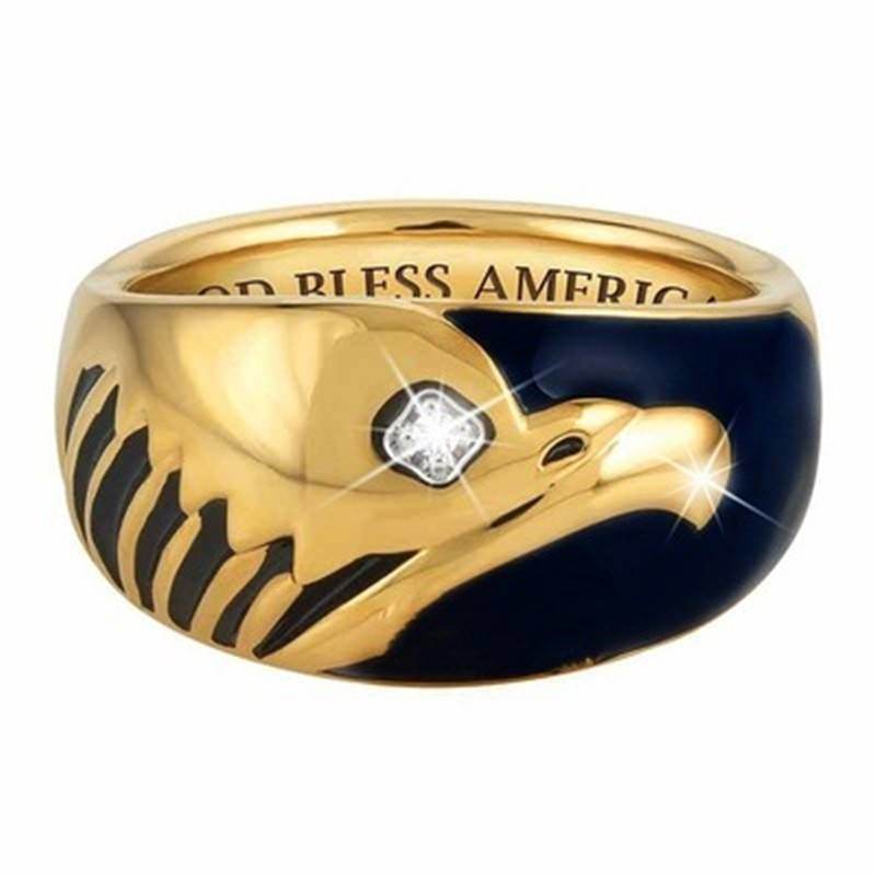 Men's Luxury Aquamarine Diamond Eagle Ring 18k Gold Domineering Ring Hip Hop Ring Party Ring