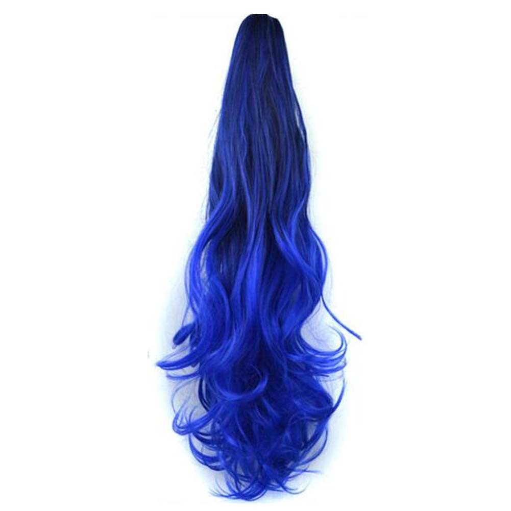 Ponytail Extension Claw Curly Wavy Clip-on Hairpiece One Piece Long Ponytail Hair Extensions,Royal Blue