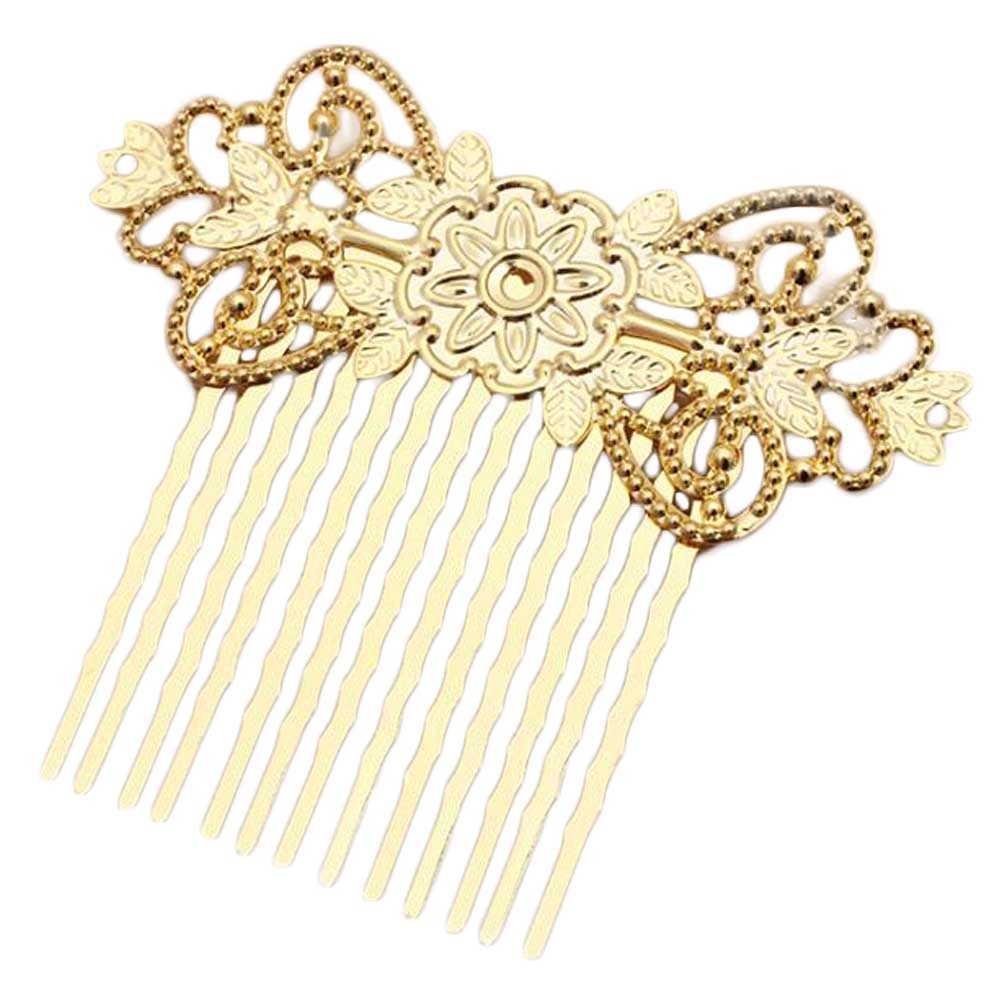 3 Pcs Golden Metal Side Comb Chinese Style Wedding Veil Hair Clip Comb Flower Vine Cirrus Hanfu Decorative Hairpin