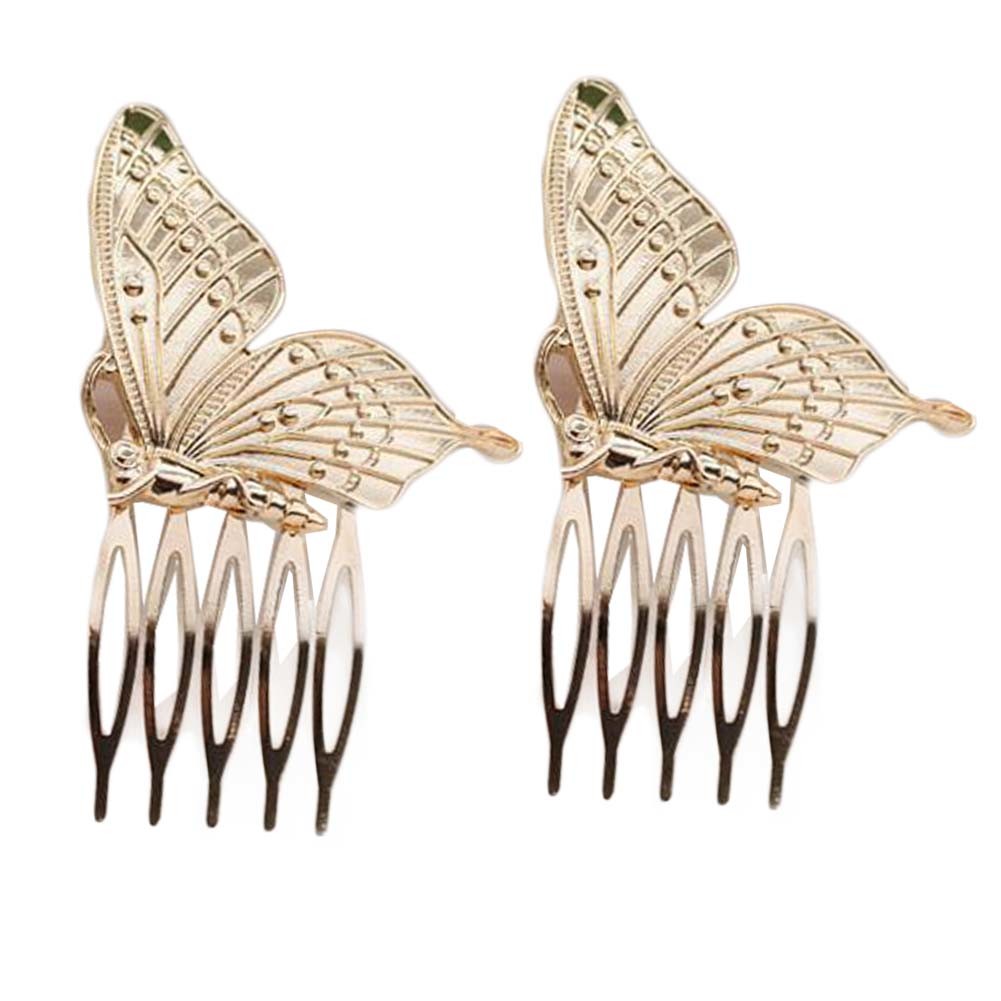 4 Pcs Retro Butterfly Gold Color Metal Hair Combs Decorative Mini Side Combs DIY Bridal Hair Accessories, 1.6 Inches
