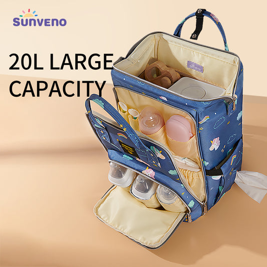 Sunveno Stylish Upgrade Diaper Bag Backpack Multifunction Travel BackPack Maternity Baby Changing Bags 20L Large Capacity