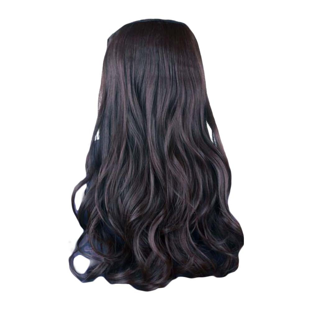 One-piece Curly Wave Clips on Hair Extensions Hairpieces 5 Clips 20" Black Brown