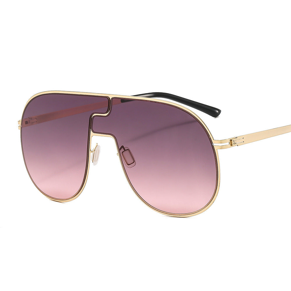 Pilot Sunglasses Fashion One Piec Sun Glasses Women Rivets Retro Sunglass Black Brown Shades Male Punk Luxry Brand UV400 Eyewear