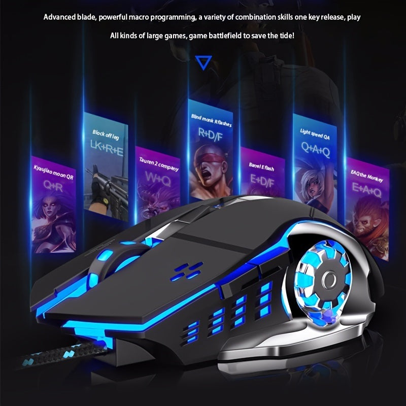 E-sports Stylish Cool Gaming Mouse Wired USB Luminous Mechanical Mouse Mute Mouse Gift For Birthday/Valentines/Easter/Boy/Girlfriends