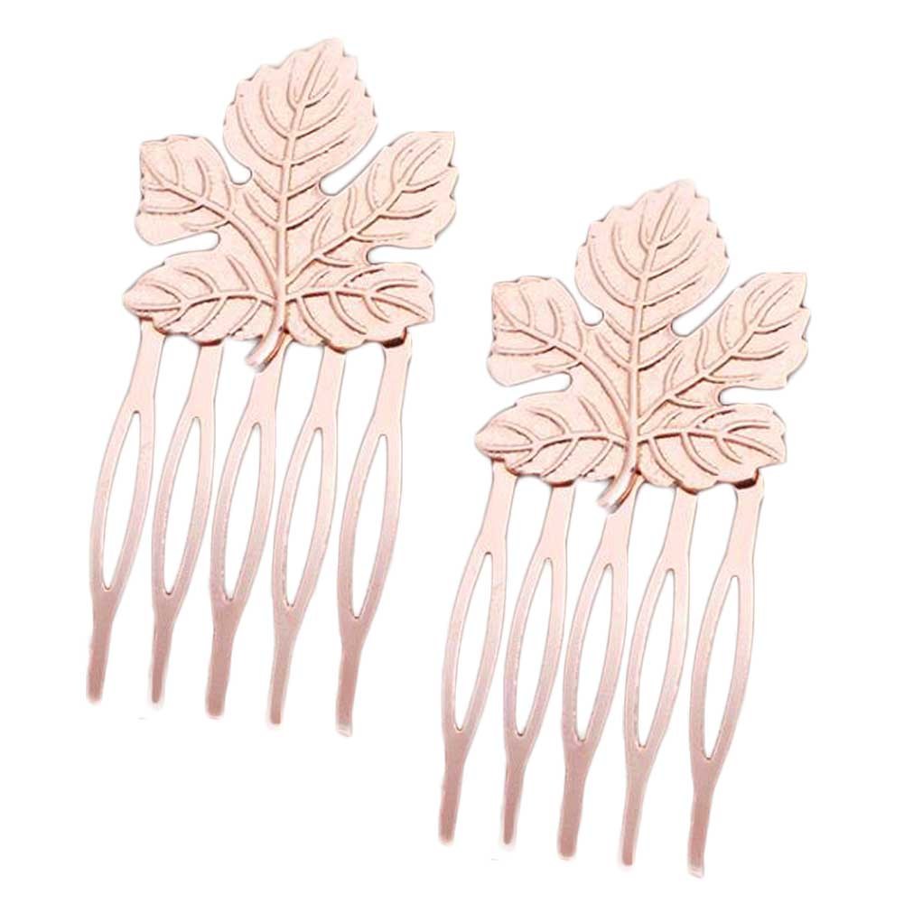10 Pcs Mini Metal Side Comb Maple Leaf Decorative Hairpin Wedding Veil Hair Clip Comb, Rose Gold Hair Pin