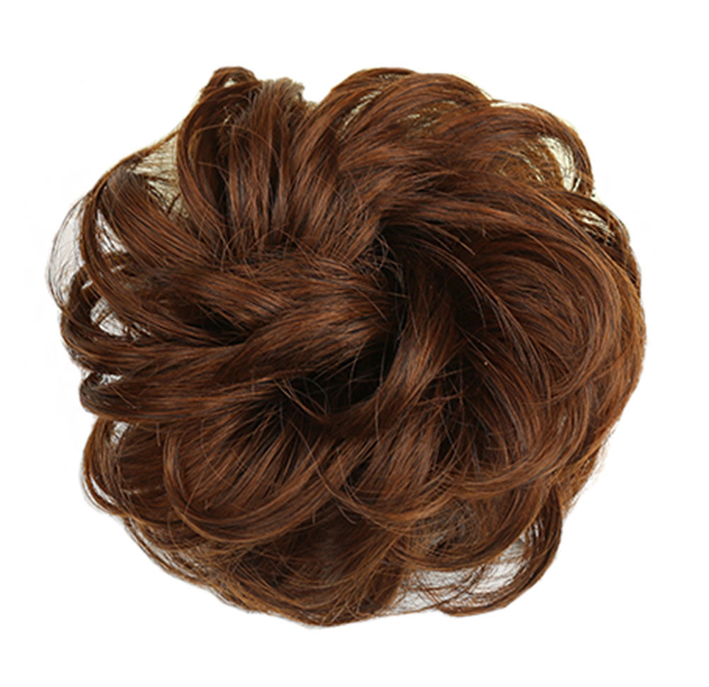 Messy Hair Bun Donut Hairpieces Updo Elastic Chignon Extension for Womens, Light Brown