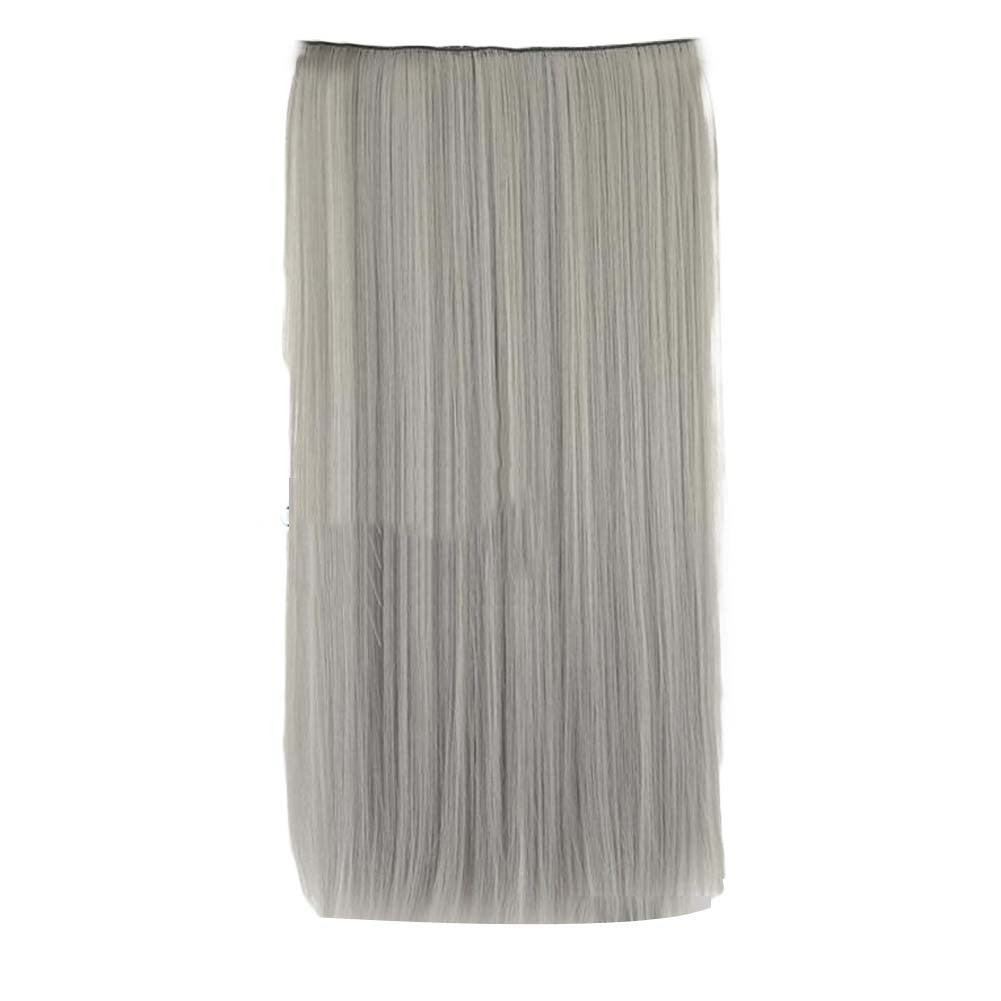 One-piece Straight Hair Clip-on Hairpieces 5 Clips 20" - Light Granny Grey