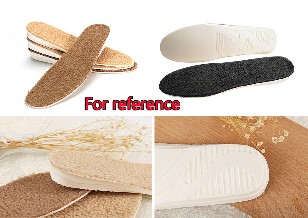3 pares de plantillas de zapatos de repuesto de felpa de invierno para hombres Almohadilla de inserción de zapatos de absorción de impacto suave - Negro