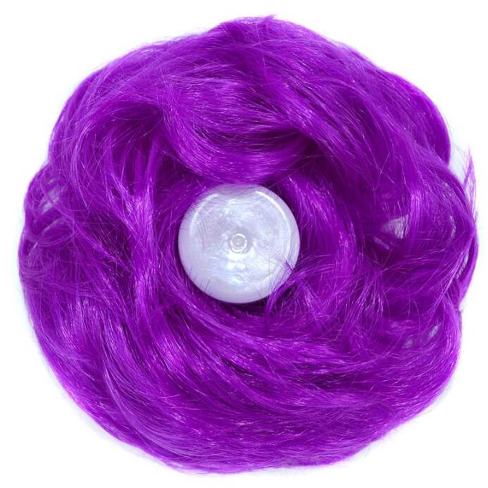 Purple Scrunchy Updo Wavy Hair Bun Elastic Synthetic Hairpiece Wig Curly Hair Extension Scrunchies