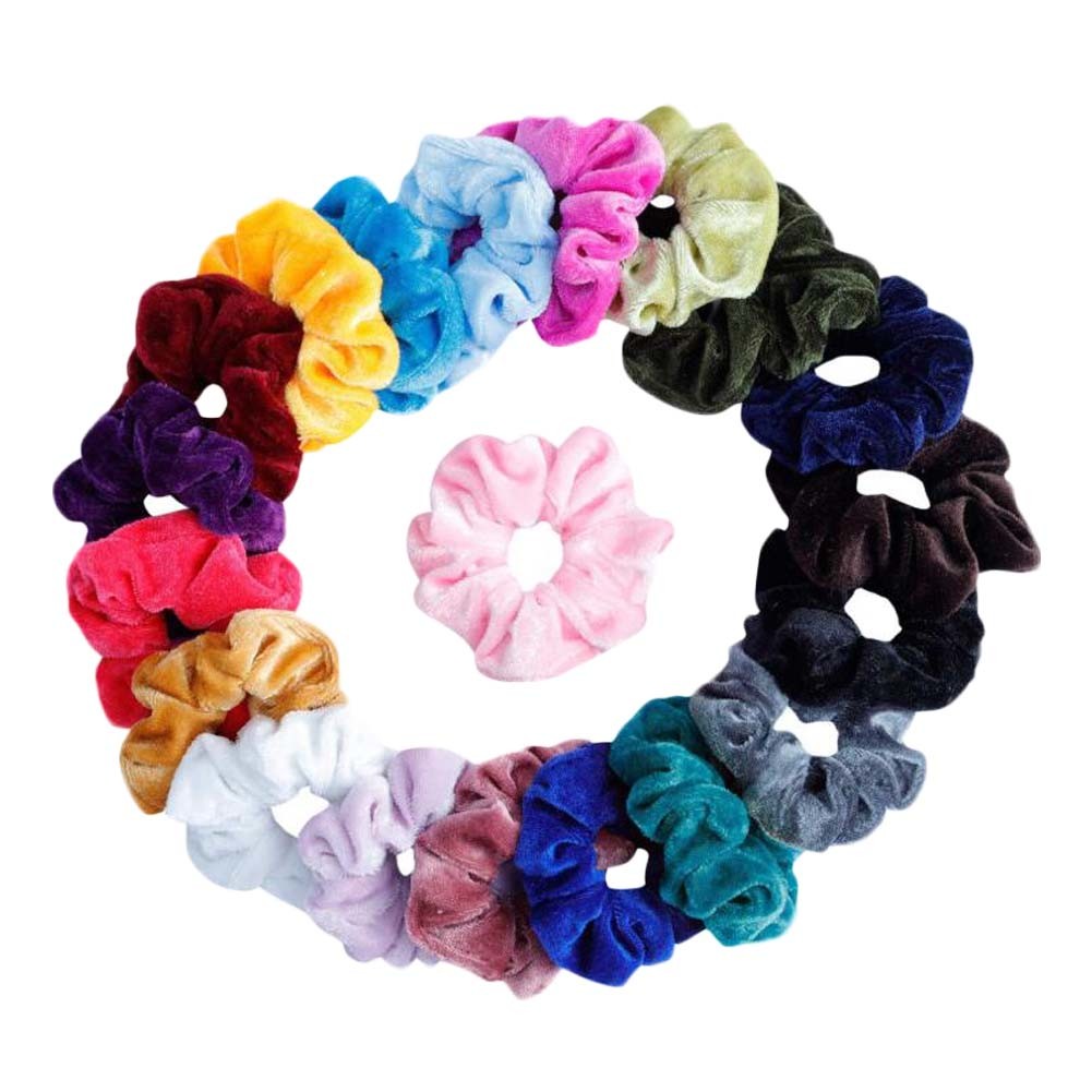 40 Pcs Velvet Multicolor Hair Scrunchies Winter Hair Band Ponytail Holder Rainbow Elastics Hair Ties Hair Accessories