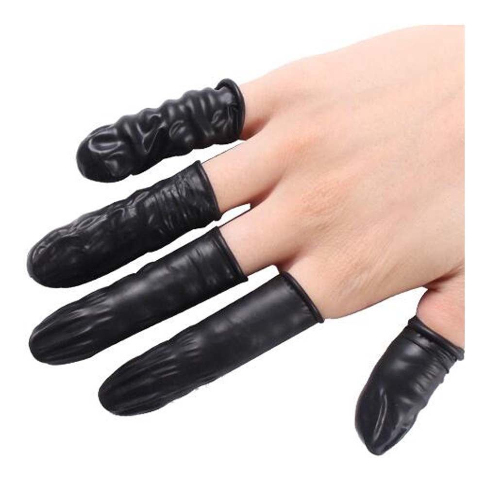 500 Pcs Disposable Finger Cots Latex Rubber Fingertips Protective Finger Gloves for Jewelry Cleaning Painting Crafting, Black