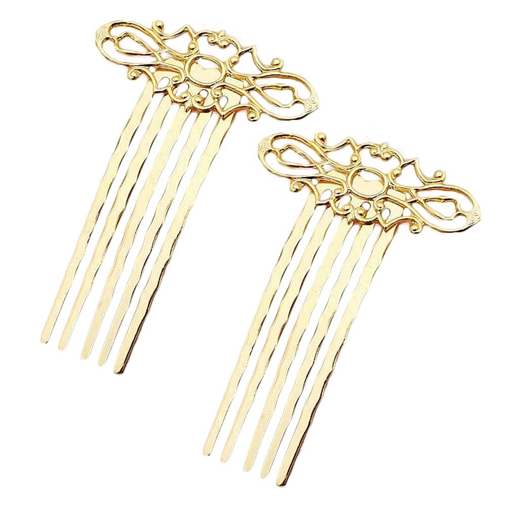 5 Pcs Metal Side Comb Traditional Han Chinese Dress Hairpin Decorative Bridal Hair Accessories, Gold Hair Pin