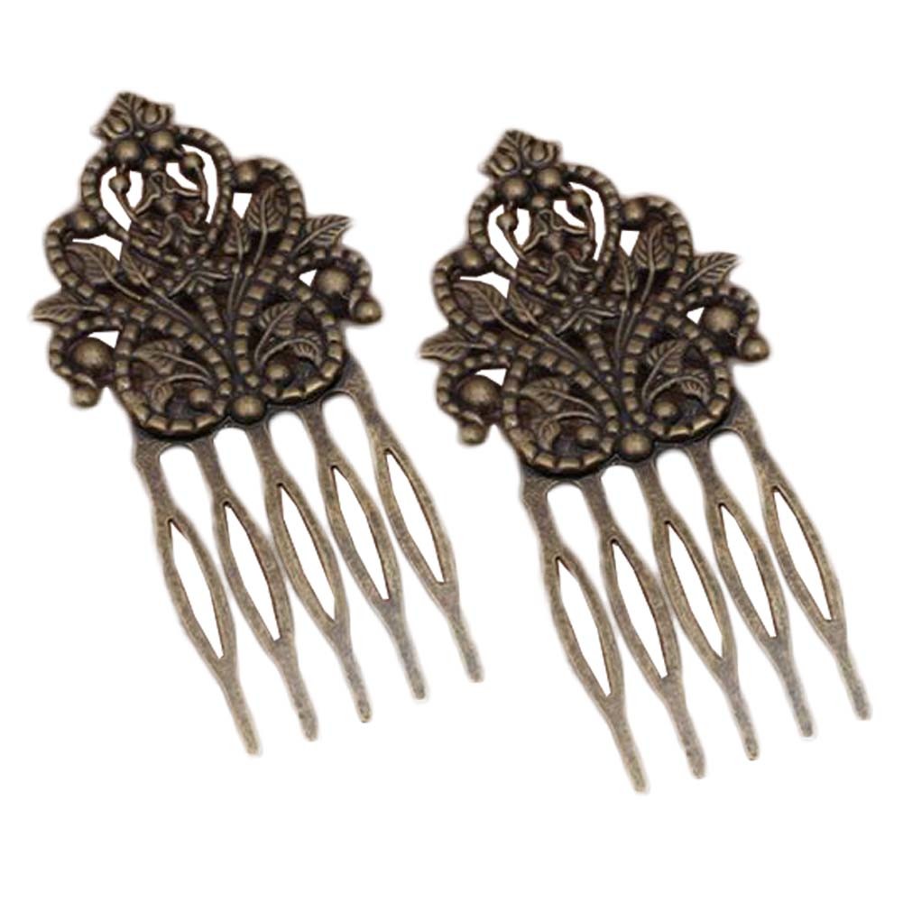 3 Pcs Retro Bronze Metal Side Comb Dunhuang Hair Ornaments Hairpin Decorative Bridal Hair pieces Hair Pin