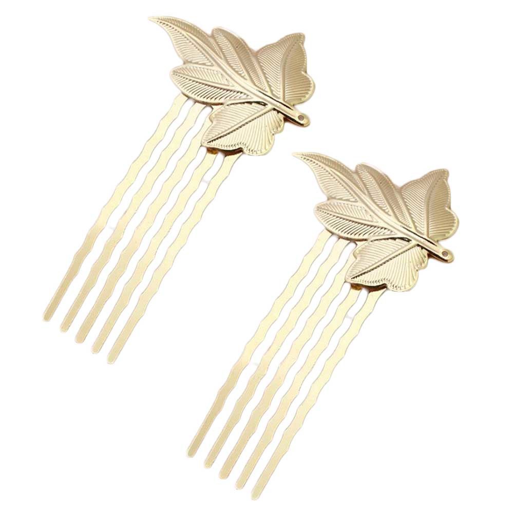 5 Pcs Mini Metal Side Comb Golden Leaves Decorative Hairpin Wedding Veil Hair Clip Comb Hair Pin
