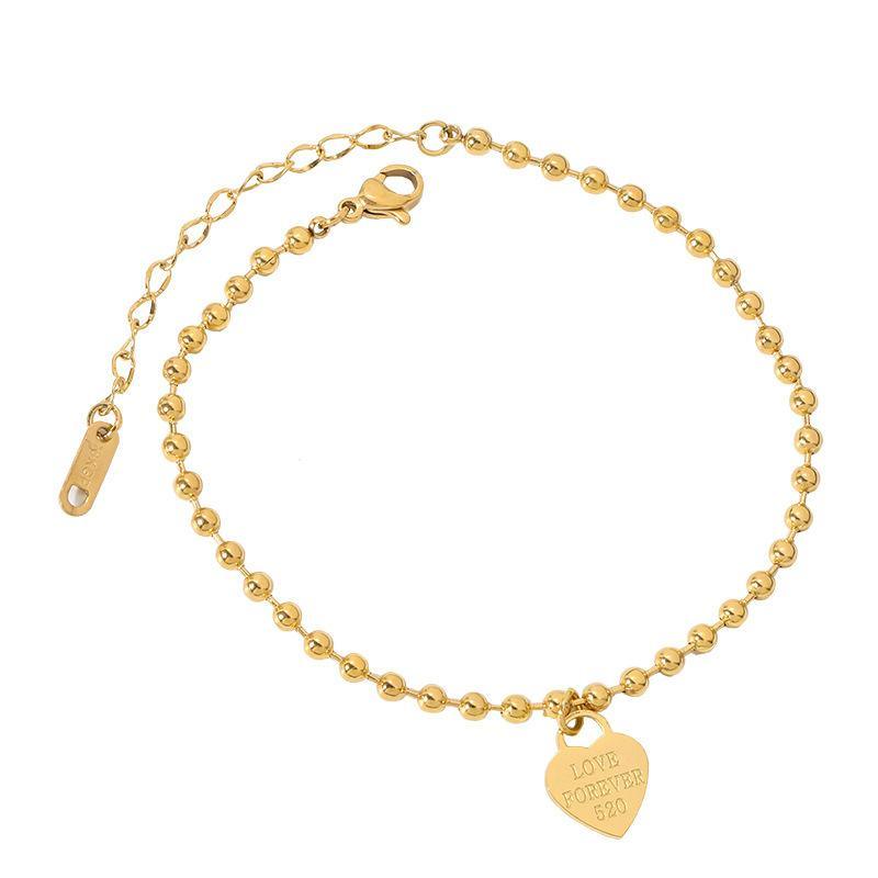 Korean fashion simple net red ins style jewelry Valentine's Day gift titanium steel 18K gold 520 love anklet