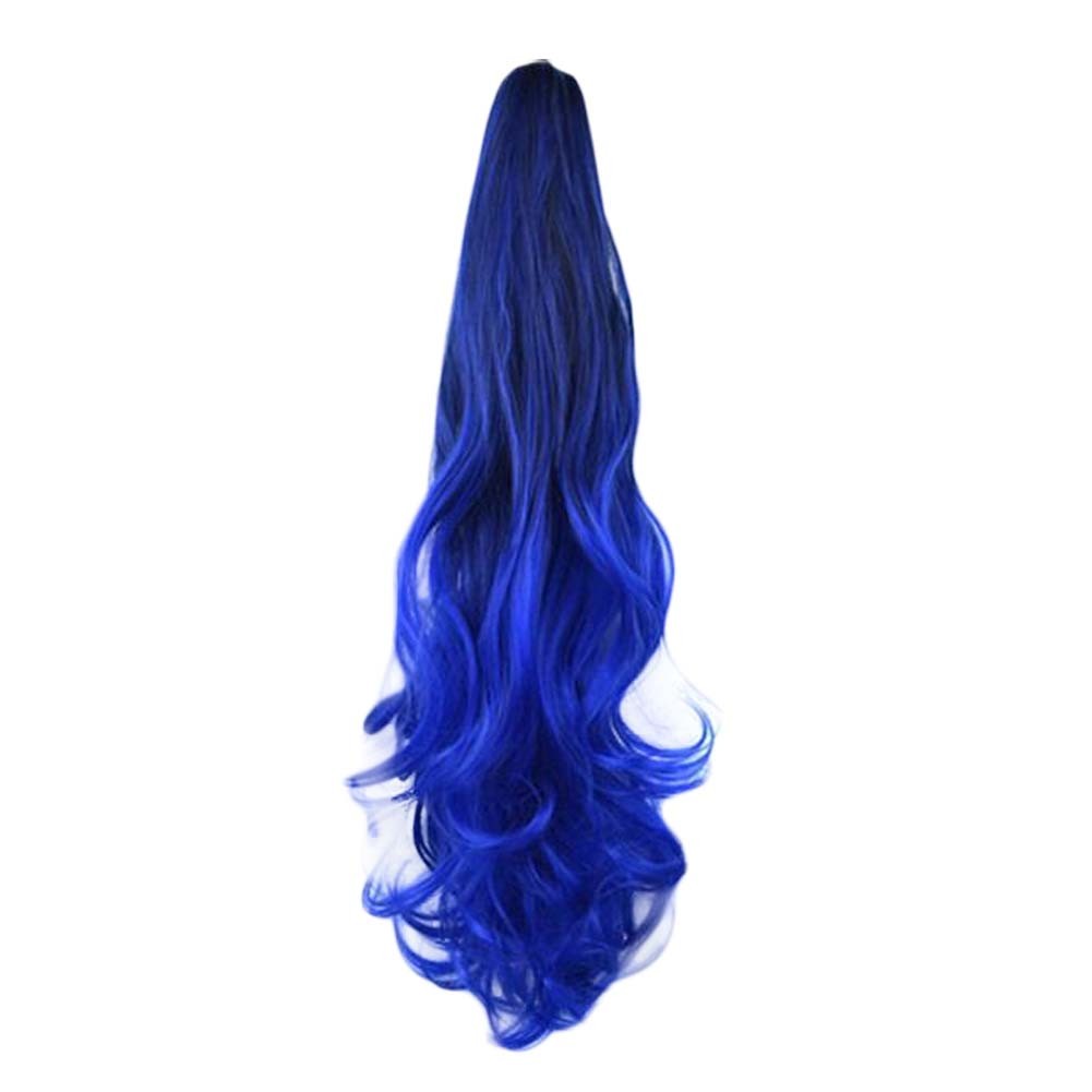Ponytail Extension Claw Curly Wavy Clip-on Hairpiece One Piece Long Ponytail Hair Extensions,Royal Blue