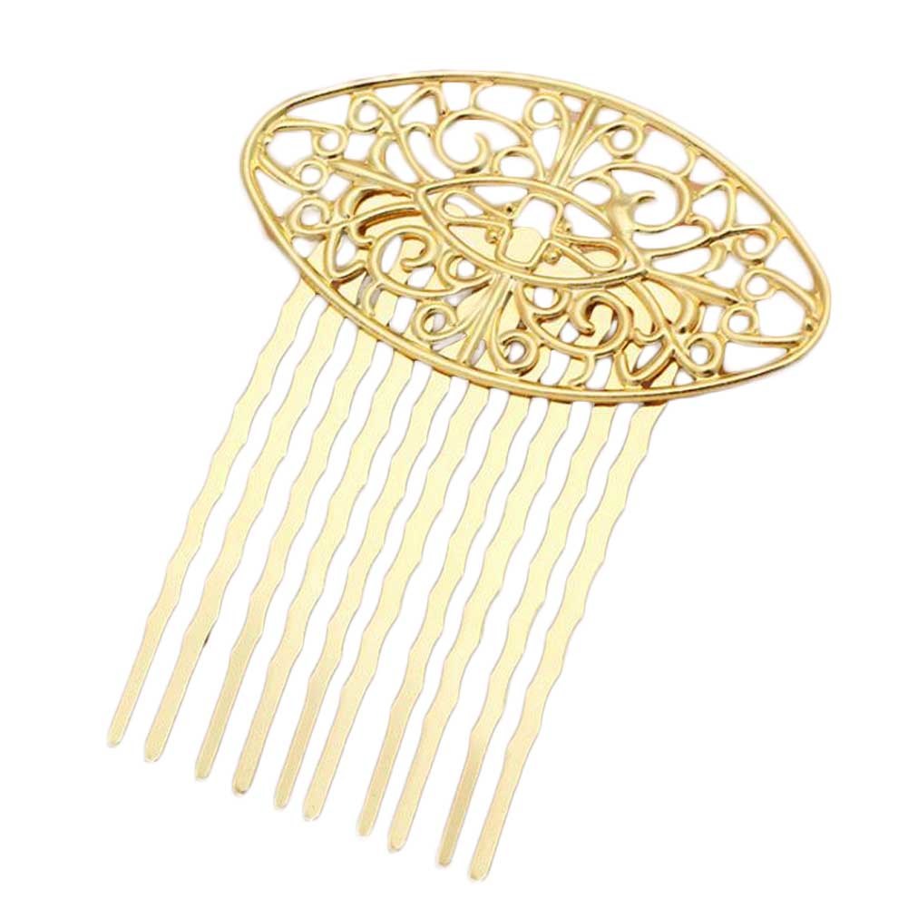 3 Pcs Golden 10 Teeth Side Comb Hair Clip Comb Flower Vine Cirrus Metal Hairpin Decorative Comb Hair Pin
