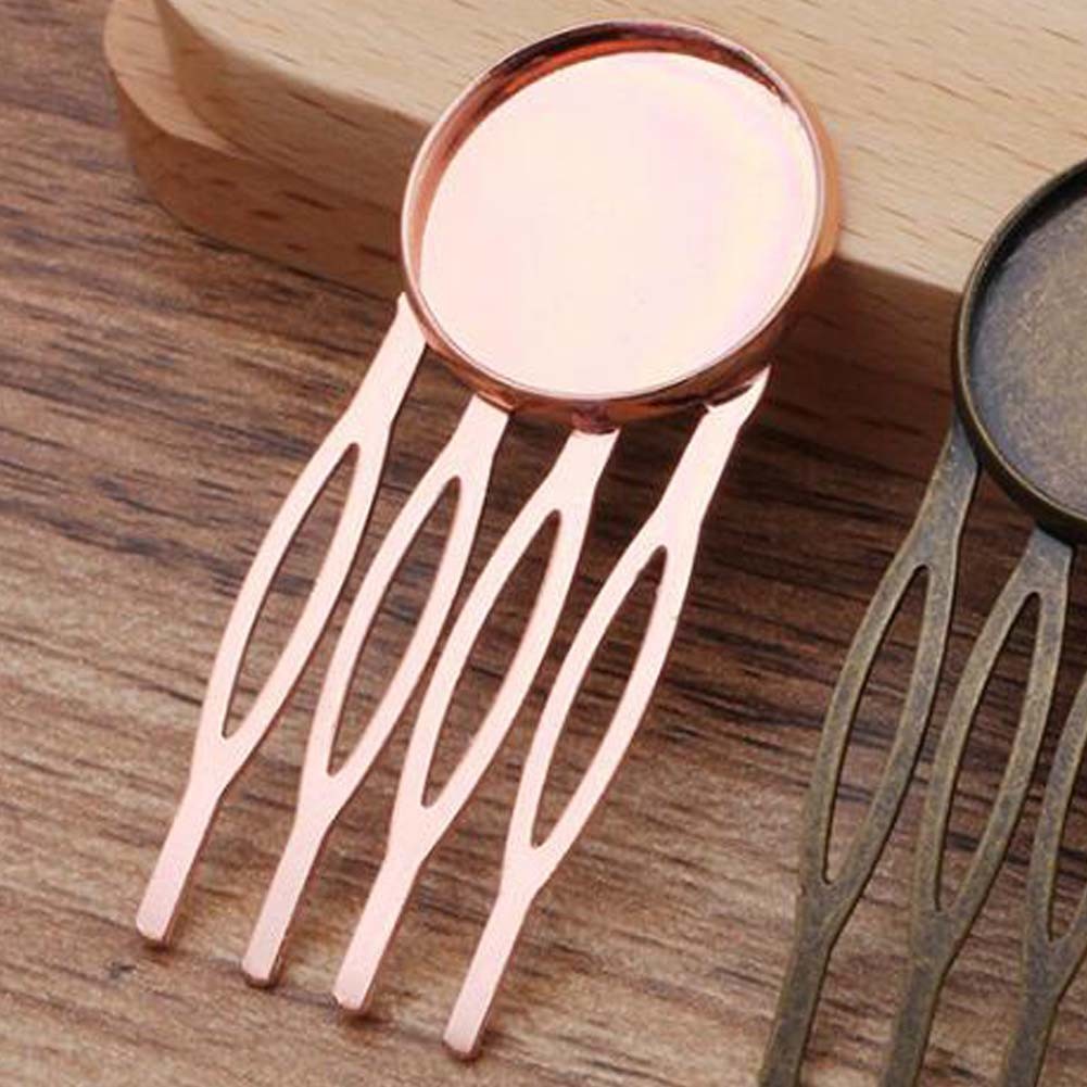 10 Pcs Rose Gold 4 Teeth Side Comb Metal Hairpin DIY Artcraft Project Decorative Comb Hair Pin