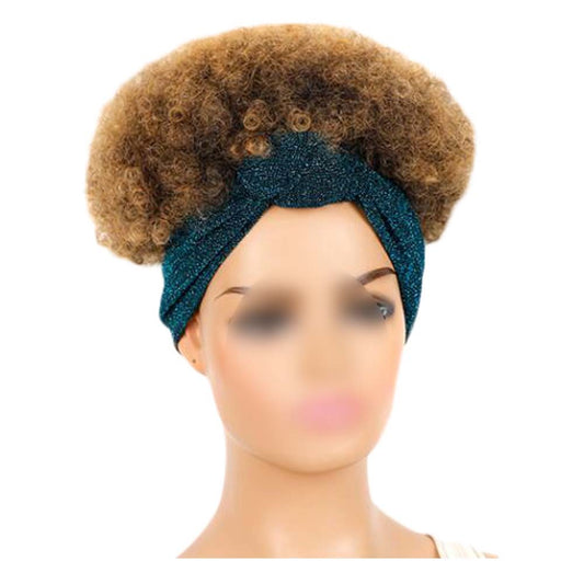 Afro Curly Short Hair Headband Wig Fluffy Curly Hair Full Wig Headband Wigs for Women,Brown