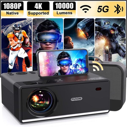 Projector with WiFi and Bluetooth; Projector 4K Support Native 1080P Projector; 5G WiFi FUDONI Outdoor Projector with 350 ANSI Max 300"Display(Shipment from FBA)