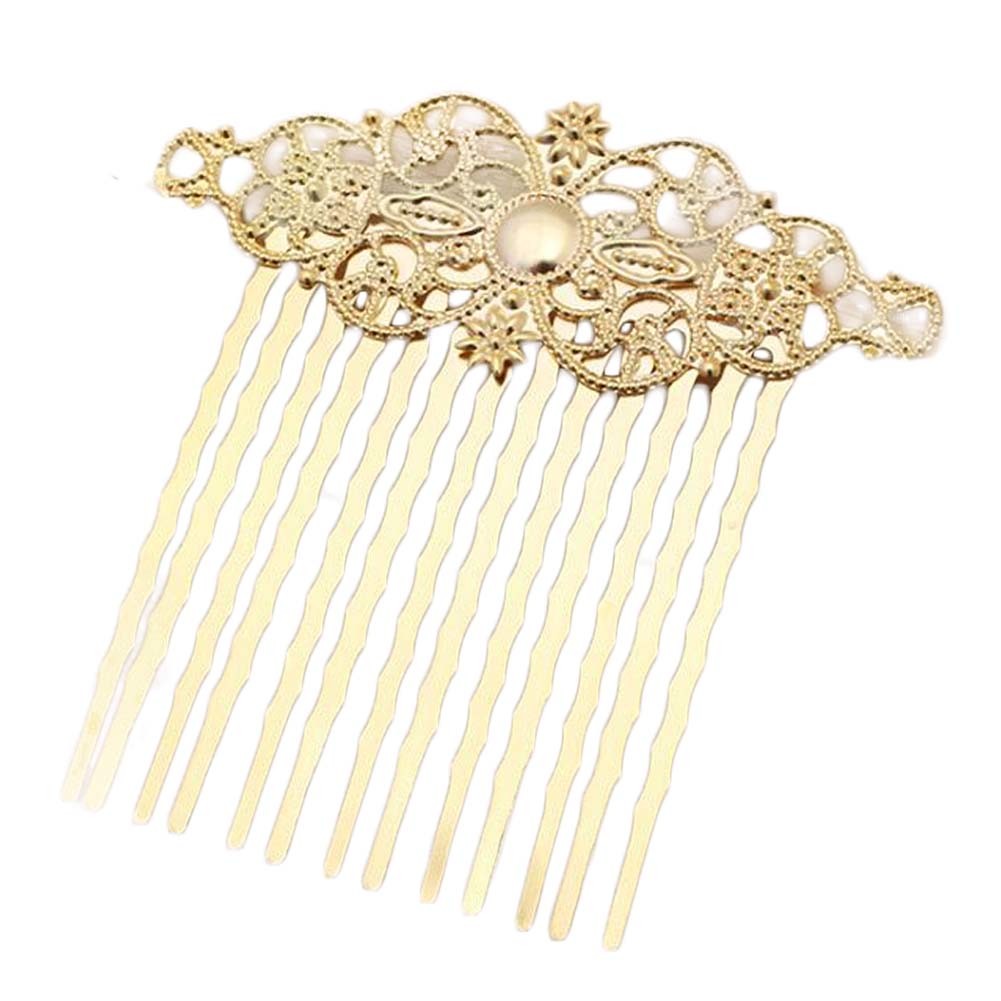 2 Pcs Gold Carved Flower Vines Chinese Style Hairpin Decorative Hair Combs DIY Bridal Hair Accessories Hair Pin