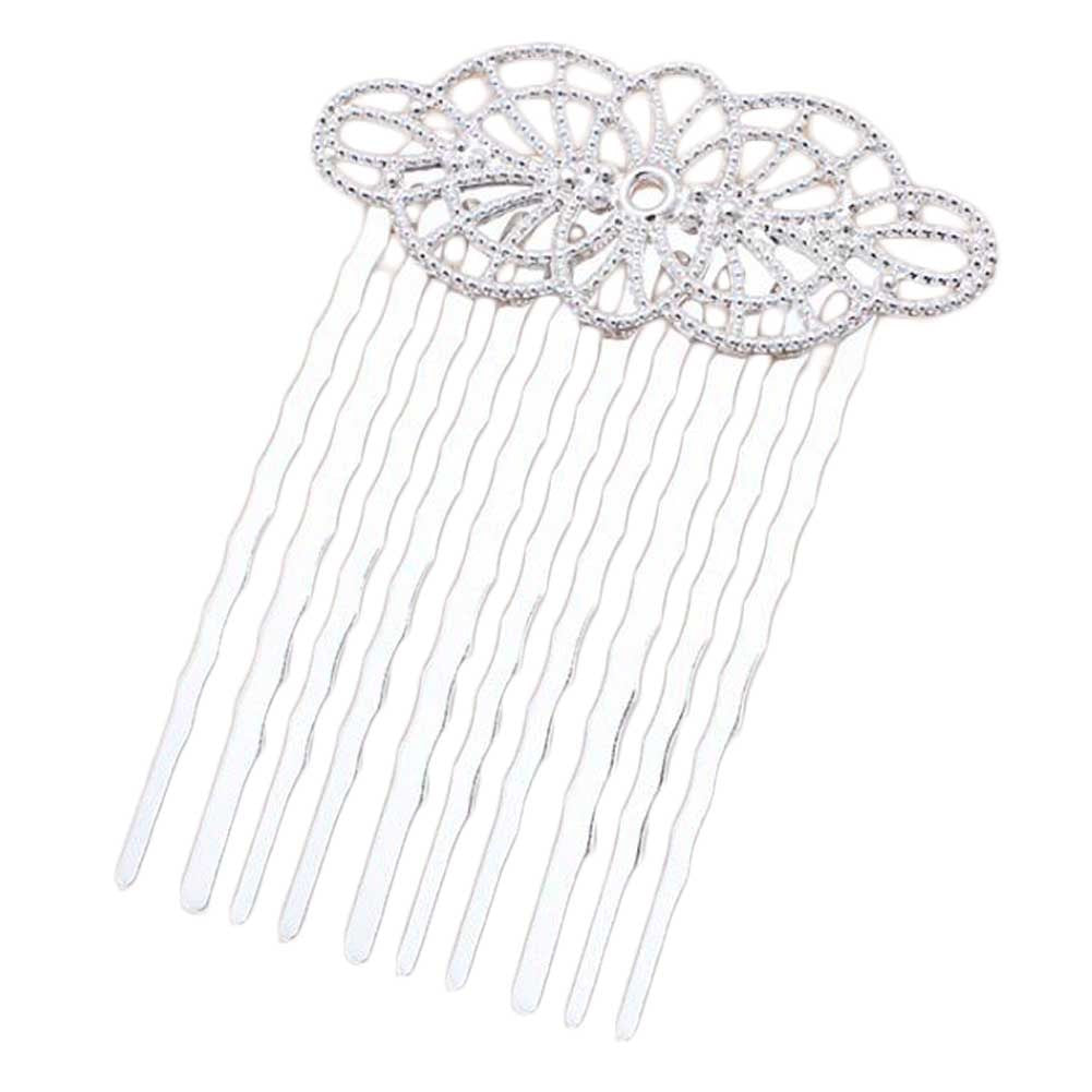 5 Pcs Silver Tone Metal Side Comb Chinese Style Wedding Veil Hair Clip Comb Hanfu Decorative Hairpin
