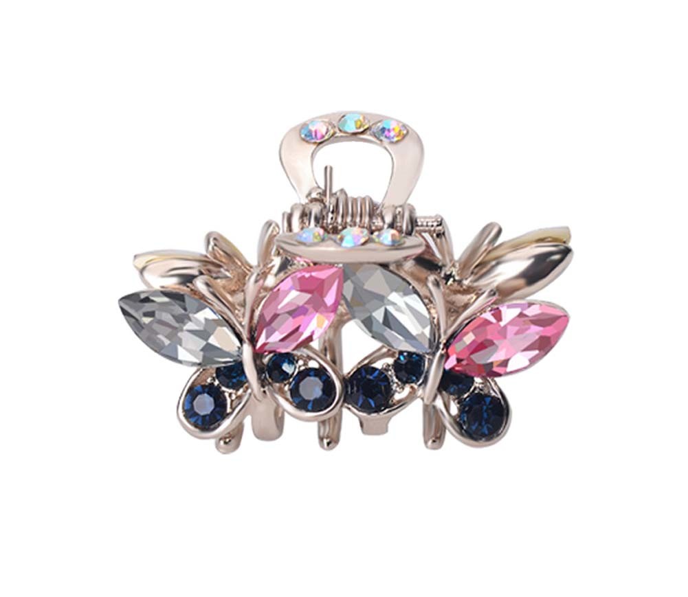 2 Pcs Rhinestone Hair Claw Clips Small Jaw Clips Bling Hair Clamp, Butterfly-17
