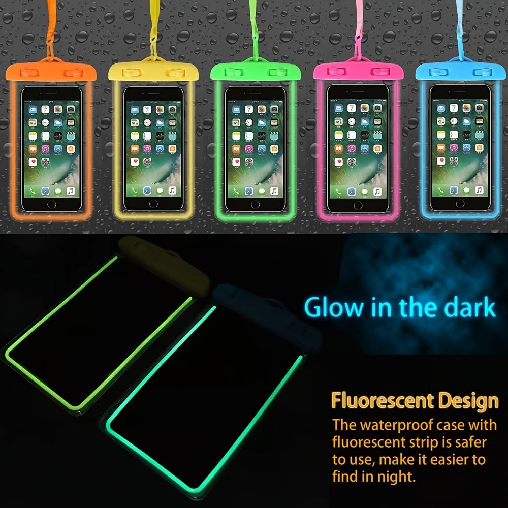 4 pcs Luminous Waterproof Floating Airbag Phone Sealed Case Pouch With Strap For Highly Sensitive Phone Screen For Swimming Gift