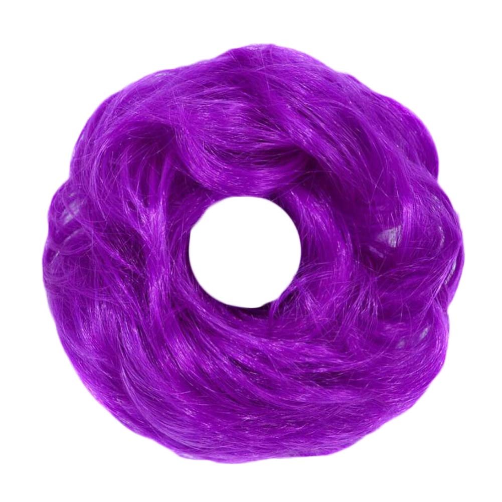 Purple Scrunchy Updo Wavy Hair Bun Elastic Synthetic Hairpiece Wig Curly Hair Extension Scrunchies