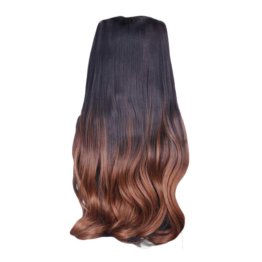 One-piece Gradient Clip-on Hair Extensions Hairpieces 5 Clips 20" - Brown
